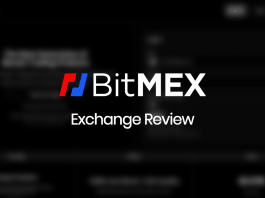 BitMEX Exchange Review text in front of a greyed out blurry exchange screenshot.