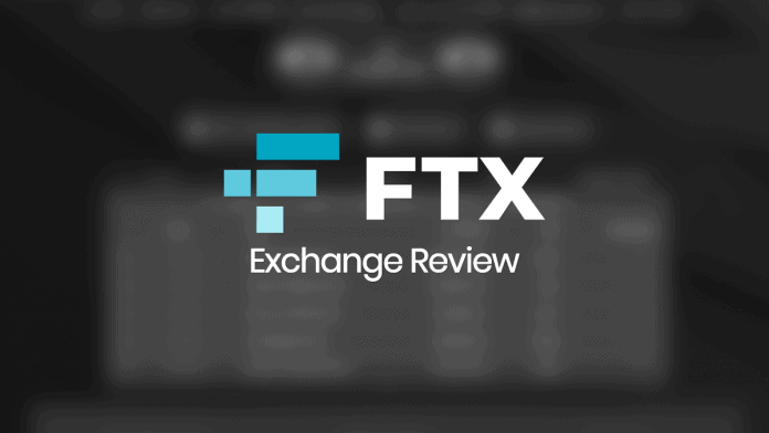 FTX Exchange Review text in front of a greyed out blurry exchange screenshot.