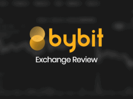 ByBit Exchange Review text in front of a greyed out blurry exchange screenshot.